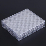 30 pcs Clear Plastic Jewelry Bead Storage Small Round Container Jars with Rectangle Box