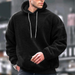 Lambavillased kapuutsid Talvine korallivillane &uuml;hev&auml;rviline kapuuts Meeste dressipluus Jooksurid Mood lahtised &uuml;lisuured fliisist pullover T&auml;navar&otilde;ivad 2XL must