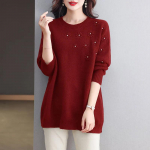 Naiste s&uuml;gistalvine paksendatud sviiter, soe kootud sviiter pikkade varrukatega džemprid, &uuml;lisuured kampsuntopid XXXXL punane