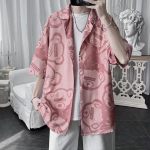 L&uuml;hikeste varrukatega s&auml;rk Meeste Korea Trend Wild Loose Suvine Tr&uuml;kitud S&auml;rgi Mantel Ins Hongkongi Style Top Riided Mood S&auml;rk Pluus S&auml;rgid Mehele M Heleroosa