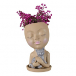 Lillepott Dekoratiivne nikerdatud kassi kuju P&otilde;hjamaade stiilis t&uuml;druk, kallistus Loov isetegemise vaigust t&uuml;druk hoiab kassi aiapotti khaki