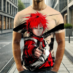 Suvine Japani Anime Naruto Gaara Lahe Stiil 3D Prindiga L&uuml;hikeste Varrukatega Meeste Naiste T-s&auml;rk R&otilde;ivad Mood Poisid L&uuml;hikeste Varrukatega T&auml;navamood 2XL