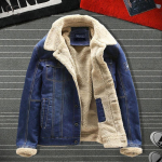 Jean jakk Meeste Paksud t&auml;navariided Denim Bomber jakid Mantel Meeste Vintage Sinine Meeste V&auml;lisr&otilde;ivad Plus Velvet &uuml;herealine tuulet&otilde;ke XXXL beige