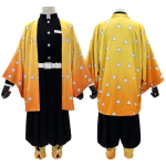 Agatsuma Zenitsu Cosplay Kost&uuml;&uuml;m Parukas Haori Tikandiga T-s&auml;rk Elastsed P&uuml;ksid V&ouml;&ouml; Roosa V&otilde;rk Cos Halloween J&otilde;ulukink S nagu n&auml;idatud v&auml;rv