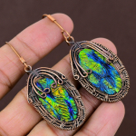 Abalone Shell Handmade Copper Wire Wrap Jewelry Earring 2.64 f0t37