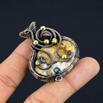 Yellow Dendrite Opal Handmade Copper Wire Wrap Pendant 2.05 b4b81