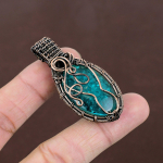 Blue Baltic Amber Handmade Copper Wire Wrap Pendant 2.56 c0l62