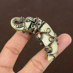 Hand Carved Elephant Carving Copper Wire Wrap Pendant 2.76 j0g97