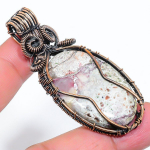 Natural Crazy Lace Agate Gemstone Copper Wire Wrap Gift Pendant 2.56 y1n18