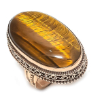 Tiger Eye Handmade Copper Jewelry Ring Size 6.5 t8w42