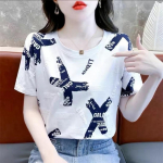 YYFS naistemood vabaaja suve kevadised l&uuml;hikeste varrukatega O-kaelusega pluusid ja s&auml;rgid S valge