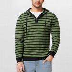 Kevad S&uuml;gis Retro Meeste Triibuline Kapuutsiga Pusa Pullover Poolavatud Plaketiga Vabaaja Pikkade Varrukatega Topid XL punane