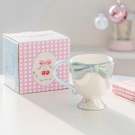 Vibukujuline J&auml;&auml;tise Keraamiline Tass Kohvikruus Magustoidu K&otilde;rge Jalaga Tass Keraamiline Tass Kodu Teetass Hommikus&ouml;&ouml;gi Piimakohvitass 300ml sinine