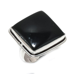 Natural Black Onyx Gemstone 925 Sterling Silver Jewelry Ring Size 7.5 l2i83