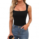 Naiste Suvine Vest Ruudukujulise Kraega Laiade &Otilde;lapaeltega Varrukateta Maika &Uuml;hev&auml;rviline Slim Fit Soonikkoes Camisole S