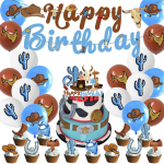 32 tk West Cowboy peokaunistus sisaldab Banner Balloons Cake Toppers