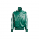 Adidas Originals Adicolor Seeria Kolme triibuga lukuga nahkjakk Meeste &uuml;ler&otilde;ivad Roheline IZ4032 XS