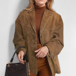 Vintage Pruun Bleiser Naiste Suede Nahkjakk S&uuml;gis Mood &Uuml;herealine Rev&auml;&auml;riga Lahtised Mantlid T&auml;nav Kontoridaam Pealisr&otilde;ivad L brown