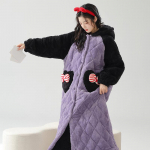 &Ouml;&ouml;s&auml;rk, naine, s&uuml;gistalv, kolm kihti paksu sametise koralliga, sametpuuvillane pikk printsessi stiilis termiline hommikumantel pidžaama XXL