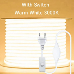 220V LED-riba Veekindel Objektiiviga COB Paindlik Lint L&uuml;litiga/H&auml;mardatav EL Pistik Tuppa Magamistuppa K&ouml;&ouml;ki V&auml;lisvalgustus Aeda 15M With Switch soe valge v&auml;rv