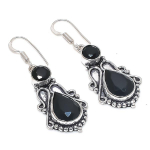 Natural Black Spinel Gemstone Handmade 925 Sterling Silver Earring 1.97 a3c62