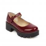 Naiste Mood Retro Lolita Armsad k&otilde;rged kontsad Kingad Pumbad Nahast platvorm kiilukingad Naine T&uuml;drukud &Scaron;ikk &uuml;mmargune varvas Mary Jane kingad 35 punane