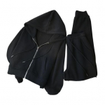 Naiste Kaheosaline Dressipluus Pikkade Varrukatega Lukuga Kapuuts ja Sweatpants Komplekt Vabaaja S&uuml;gisene Aktiivne Jooksu Riietus XL hall