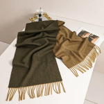 VICTORIA&VERA Narrow Reversible Wool Tassel Scarf One Size