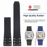 Kvaliteetne kummist kellarihm Cartier Santos Strap Santos 100 seeria jaoks Must Sinine Veekindel K&auml;ev&otilde;ru Kokkupandava pandlaga Rihm 21mm 21mm-width