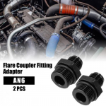 2pcs Car Black 6AN Male to M18 x 1.5mm Male Fitting Adapter Flare Union Coupler