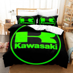 Kawasaki voodipesukomplekt &Uuml;heinimese Twin T&auml;iskasvanu Queen King Suuruses Voodikomplekt T&auml;iskasvanud Laste Magamistuba Tekikoti Komplektid 3D Tr&uuml;kk Lahe Metsik Mootorratas EU Single(135x200cm)