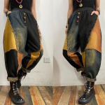 Naiste Haremip&uuml;ksid Kevad ja S&uuml;gis Retro stiilis Suur Suurus Lahtised Naiste Denim P&uuml;ksid K&otilde;rge V&ouml;&ouml;koht Patchwork Jeans XL