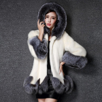 (SU)Naiste pikkade varrukatega Parka Outwear Fox karusnahast 5XL must