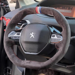 For Peugeot e-208 508 208  3008 4008 5008 2016- Hand-stitched suede Carbon Fibre non-slip car Steering Wheel Cover style 4