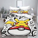 Pok&eacute;Mon Tuya Anime Kodu Magamistuba Tekk P&otilde;hjamaade pol&uuml;estermaterjal sobib lastele ja t&auml;iskasvanutele 3-osaline komplekt EU Single(135*200cm)3pcs yellow