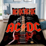 Moodne AC/DC Rock B&auml;ndi Tekikott Padjap&uuml;&uuml;r Voodipesukomplekt T&auml;iskasvanud Poiss T&uuml;druk Magamistoa Kaunistus &Uuml;he-kahekohaline Suur Suurus AU Single(140*210cm)3pcs