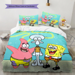Sponge-Bob Muster Voodipesu Tekikomplekt Tekikate Padjap&uuml;&uuml;r Kodukaunistus Kingitus (1 * tekikott + 2 * padjap&uuml;&uuml;ri, ilma s&uuml;damikuta) 140x200cm