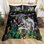 Highland lehma tekikott L&auml;&auml;ne talumaja looma voodipesukomplekt Mikrokiud taluh&auml;rg veised lilleline tekikate &uuml;heinimese kuninganna suurus EU Single(135*200cm)3pcs