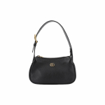 Gucci Aphrodite Kullatud Topelt-G Logoga T&otilde;mblukuga Nahast K&auml;ealune Kott Mahjongikott K&auml;ekott &Otilde;lakott Naiste kotid Must 739076-AAA9F-1000 Basic Set (Bag+Dust Bag)