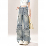 Naiste Sinised Paeltega Teksad Harajuku Y2k Jaapani 2000ndate Stiilis Esteetilised Baggy Denim P&uuml;ksid &Uuml;lisuured Teksap&uuml;ksid Vintage R&auml;mpsriided 4XL sinine
