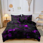 3 tk 3D digitaaltr&uuml;kiga energiaplokk Geomeetriline kuubik Moodne v&otilde;rk Ruuduline Ruuduline Voodipesukomplekt Sisaldab 1*Tekikotti ja 2*Padjap&uuml;&uuml;ri EU Single-135x200cm&set