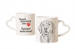 Golden Retriever - cup with a dog, adorable cup with a heart-shaped handle, universal gift from the Art-Dog brand valge
