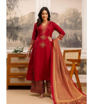 Naiste Bollywood puuvillane tuunika kurta p&uuml;kside ja dupattaga komplekt India disaineri etniline riietus salwar &uuml;likond M punane