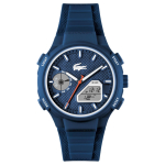 Lacoste K&auml;ekell Kvartsmehhanism Silikoonrihm 45 mm Sinine sihver 100 m veekindel Meeste kellad 2011370 Blue Dial blue