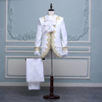 Kuninglik Kuninga Printsi Renessanss Keskaegne Meeste Cosplay Kost&uuml;&uuml;m Jakk ja P&uuml;ksid Komplekt Tag M=US XS valge