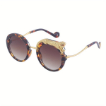 Moodne Trend &Uuml;mmargused P&auml;ikeseprillid Naistele Luksusbr&auml;ndi Disainer UV400 Leopardikujundus P&auml;ikeseprillid Vintage Meeste Naiste Prillid no case roheline