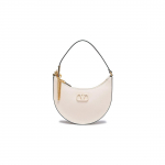 Valentino Vlogo Signature Monokroomne Vlogo Kett Poolkuu Kott Teraline Vasikanahk Hobo Kott Mini Naiste kotid Hele-kreemjas W2P0W19RQRI16 Basic Set (Bag+Dust Bag)