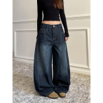 Sinised Naiste Retro Y2K Laiad Kotid Igap&auml;evased Denim P&uuml;ksid K&otilde;rge V&ouml;&ouml;koht L&otilde;dvad Teksap&uuml;ksid S&uuml;gis Harajuku T&auml;ispikk P&uuml;ksid 3XL sinine