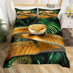 Madu Tekikate Python Voodipesu Komplekt Kingitus Teismelisele T&auml;iskasvanule, Vihmametsa Loom Madu Tekikate Metsloomad Roomajad Tekikate EU Single(135x200cm) black
