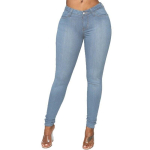 Pliiatsp&uuml;ksid Naiste K&otilde;rge v&ouml;&ouml;kohaga Stretch Denim Teksad Naiste Mood Puuvillased &Otilde;hukesed teksad T&otilde;mblukk Retropesuga kitsad p&uuml;ksid XS helesinine v&auml;rv